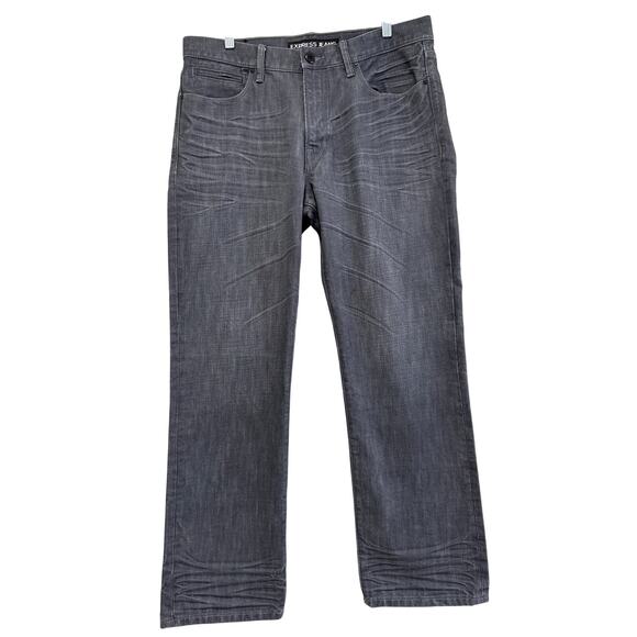 Express Jeans Mens 34 X 32 Gray Blake Loose Fit Bootcut Denim Casual Normcore - Picture 1 of 8